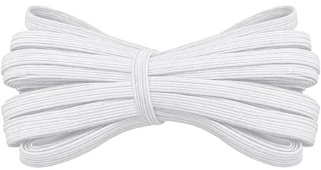 Trimming Shop 12mm White Flat Elastic Band 25 Metres DIY Crafts Fabric Trim | Soft Durable and Stretchable Material Ideal for Garments Trousers Skirts Masks Cuffs and Handmade Clothing Accessories