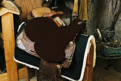 Engel Reitsport Lammfell Sattelsitzbezug Sattelauflage SABEZ3-MOC für Western Reitsattel mit Hornausschnitt Horndurchlass Farbe Mocca braun