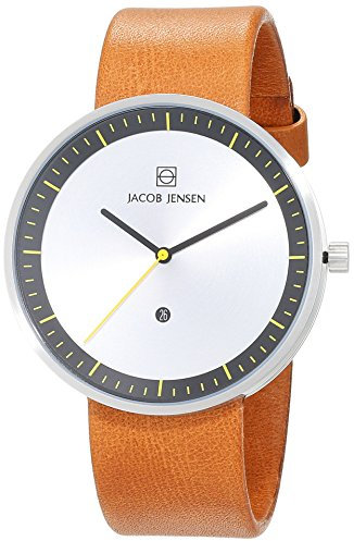 Jacob Jensen Herren Analog Quarz Uhr mit Leder Armband 32271