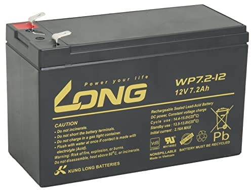 Long Lead-Acid Battery 12 V 7.2 Ah F2 (WP7.2-12)