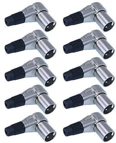 Pack of 10 Clockable Right Angle XLR Connector: Male, 7 positions