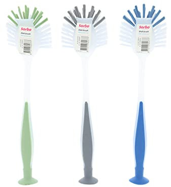 Sorbo Dish Brush with Suction Cup, Multi-Colour, 29 x 7.5 x 6 cm