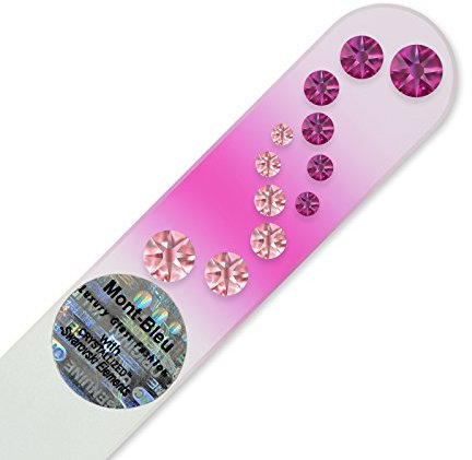Mont Bleu Crystal Nail File hand decorated with crystals from Swarovski® | Handbag Size, Hand Made, Czech Tempered Glass, Lifetime Guaranty