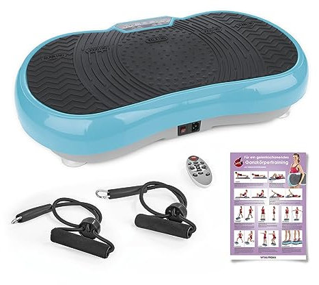Plaque vibratoire VitalMaxx avec sangles d'expansion pour un entraînement complet du corps à domicile | 99 niveaux de vibration, 9 programmes prédéfinis, écran LCD | base antidérapante avec 3 zones de vibrations