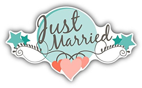 Just Married Wedding Pure Vintage Hochwertigen Auto-Autoaufkleber 12 x 10 cm