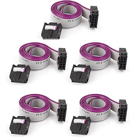 sourcing map 5pcs FC8P 8-Pin IDC Socket Extension Flat Ribbon Cable Wire 40cm Long