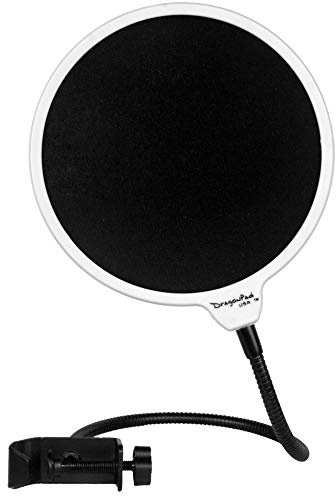 POP SHIELD USA 6 Microphone Studio Pop Filter with Clamp - White/Black