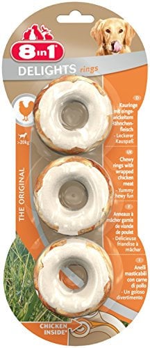 8in1 Delights Kauringe (gesunder Kausnack in Ringform für gröߟere Hunde über 20 kg, hochwertiges Hähnchenfleisch), 3 Stück (119 g)