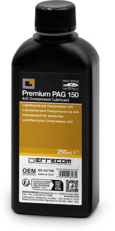 ERRECOM PAG 150-250 mL, Lubrifiant pour Compresseurs de Climatisation automobile, y compris les Compresseurs Électriques, fonctionnant avec gaz réfrigérants R134a et R1234yf