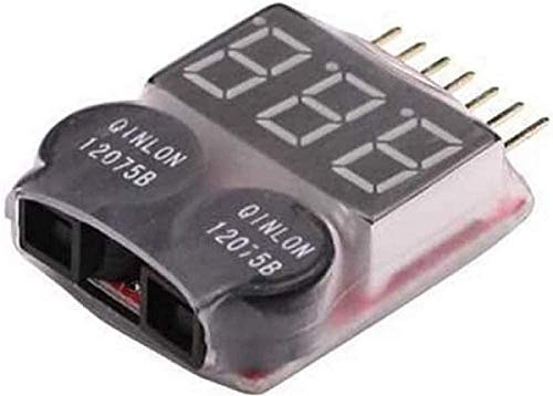 YUNIQUE GREEN-CLEAN-POWER - Buzzer Alarm 1-8s für Lipo Batterien | Niederspannungsanzeige mit Roter LED, Anpassbar | Ideal für WLtoys 144001, Autobatteriegehäuse, Schwarz, Kunststoff