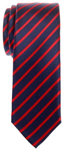 Retreez Herren Schmale Gewebte Krawatte Regimentsstreifen Gestreifte 5 cm - marineblau mit rot Gestreifte