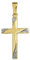 CLEVER SCHMUCK Goldener Kinder Anhänger kleines Kreuz 19 mm glänzend bicolor, Kreuzenden schräg angeschnitten bicolor mit Pünktchen verziert 333 GOLD 8 KARAT