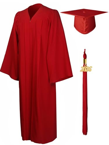 GraduationMall Abschluss Talar Doktorhut 2026 Abschlussoutfit für Abitur,Bachelor,Master,Akademische Robe mit Hut in 12 Farben - Hochschule Schuluniformen