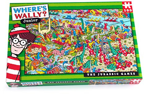 Wheres Wally Junior Age 6+ The Jurassic Games 100 Piece Puzzle, Vivid and Bright Colors