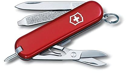 Victorinox, Taschenmesser, klein, Signature, 58 mm, rot (7 Funktionen, Klinge, Nagelfeile, Schraubendreher 2.5 mm, Schere)
