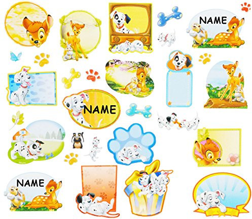 alles-meine.de GmbH 30 STK. Sticker für Hefte - Heftetiketten - Tiere - Bambi & 101 Dalmatiner - Etiketten Aufkleber Heft - Namenssticker/Namensetiketten - Name Schulhefte ..