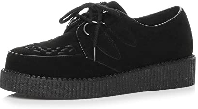 AJVANI Mens Flat Wedge Platform lace up Goth Punk Rockabilly Brothel Creepers Shoes Boots Size.
