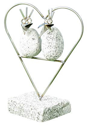 Gebrüder Lomprich Steinvogelpaar SV mini Herz auf Stein, Höhe ca. 22 cm