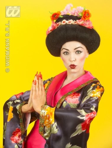 W WIDMANN MILANO Party Fashion Pe122 – Perücke Geisha mit Blumen – Einheitsgröße
