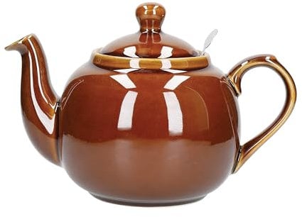 London Pottery Farmhouse Loose Leaf Teapot with Infuser, Ceramic, Rockingham Brown, 6 Cup (1.5 Litre)