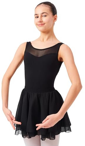 tanzmuster ® Ballettrock Mädchen - Elli - aus Chiffon zum Reinschlüpfen fürs Kinder Ballett in schwarz, Größe 128/134