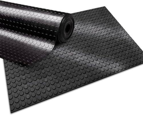 etm - Tapis de Sol en Caoutchouc à pastilles - Revêtement de Sol Industriel - Protection de Sol pour remorques, Zones de déchargement, centres commerciaux - 3 mm d'épaisseur - Noir 120 x 400 cm