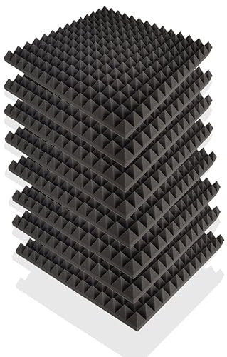 8x Pyramiden-Schaumstoff, Platten je ca. 50x50x5cm, Anthrazit Schwarz, Schaumstoff, Noppenschaum, Akustik, Dämmung, Schallschutz