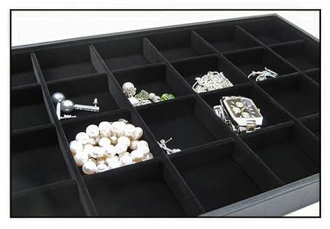 Vorlagebrett Schmuckkasten Schmucklade Schmuckdisplay Schaukasten 24 Fächern schwarz