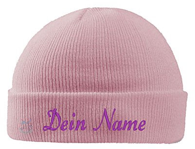 Smart Strickmütze WUNSCHTEXT (rosa)