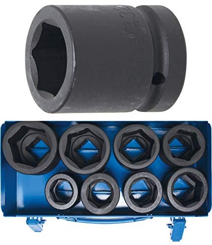 BGS 5245 | Juego de llaves de vaso de impacto hexagonal | entrada 25 mm (1) | 27 - 50 mm | 8 piezas