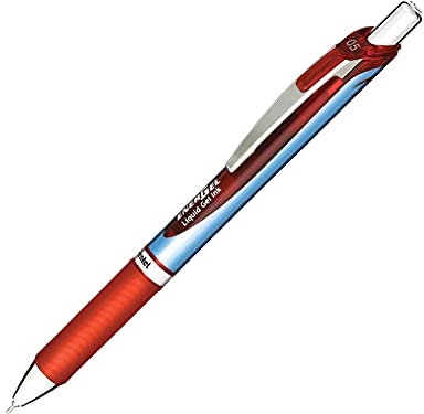 Pentel EnerGel RTX Gelschreiber, einziehbar, feine Spitze, Nadelspitze, rote Tinte, 12 Stück (BLN75-B)