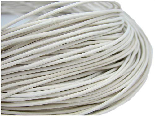 Cordoncino in cuoio di sezione circolare, 5 m x 2 mm, colore: Bianco