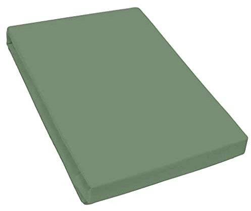 Bella Luna Jersey de Luxe Spannbettlaken in Olive-Grün | Bettbezug für Wasserbetten, Boxspringbetten & Übergrößen | Größe 140x200 bis 160x220 cm | pflegeleichtes Spannbetttuch aus 97% Baumwolle