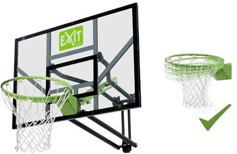 EXIT Toys Panneau de Basket Galaxy pour Montage Mural Dunkring - INCL. Dunkring, Filet et Matériel de Fixation - Panneau Réglable en 5 Hauteurs - pour Enfants et Adultes - Cadre Robuste - Vert/Noir