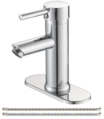 Greenspring® Einhebel Waschtischarmatur Badarmatur Wasserhahn Dwarf Waschtisch Armatur Verlängerte Waschbecken Einhebelmischer Chrom Bad Badezimmer gerader Auslauf für Waschschale und Aufsatzbecken