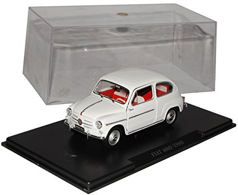 alles-meine.de GmbH Defekte Vitrine FIAT 600D 1960 Weiss Mit Sockel und Vitrine 1/24 Modellcarsonline Modell Auto