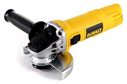 DEWALT 125 mm Winkelschleifer DWE4057 (800 Watt, 11.800 U/min, Epoxidharz geschützte Motorwicklung, Wiederanlaufschutz, Sanftanlauf, Schutzhaube, Spindelarretierung, M14 Spindel)