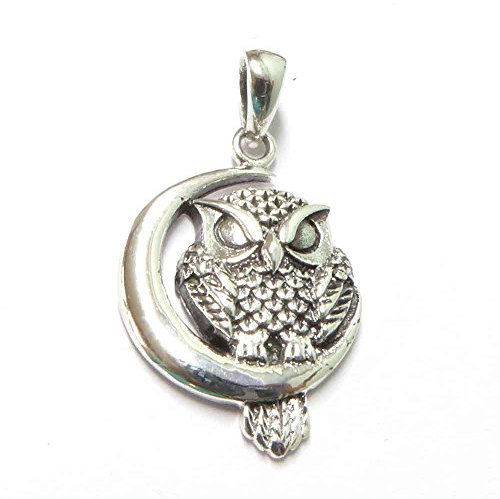 Drachensilber Anhänger Eule im Mond Schmuck Silber Kettenanhänger Sterlingsilber Weisheit Silberschmuck