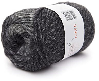 ggh Joker - Schurwolle Mischung - 50g Wolle zum Stricken oder Häkeln - Dicke Wolle mit Farbverlauf - Farbe 014 - Grau-Hellgrau meliert