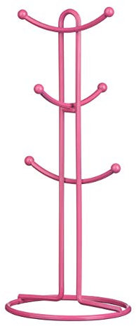 Premier Housewares 508337 Helix 6-Cup Mug Tree - Hot Pink, H39 x W16 x D16cm