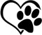 StickerBorough - Adesivo in vinile, a forma di cuore con impronta di zampa di cane, da 10,16 cm, ideale per auto, camion, finestre, pareti, computer portatili, disponibile in vari colori