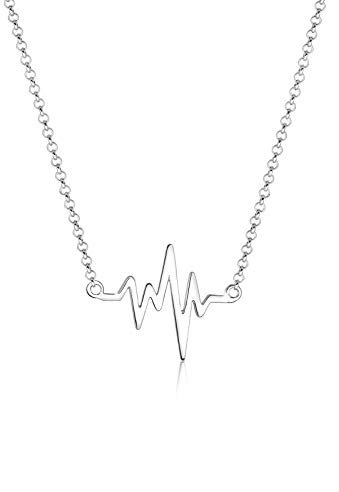 Elli Damen-Halskette Heart Beating Love aus 926er-Sterlingsilber, Silber, 45