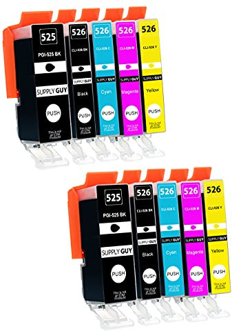 Supply Guy 10 Druckerpatronen mit Chip kompatibel mit Canon PGI-525 CLI-526 für Pixma IP4850 IP4950 IX6550 MG5140 MG5150 MG5240 MG5250 MG5300 MG5340 MG5350 MX715 MX885 MX895