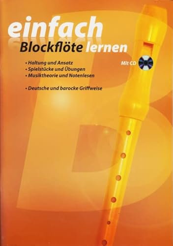 Blockflöten Einsteiger Set mit Sopran-Blockflöte, Tasche, Lehrbuch + CD und Flötenputzer