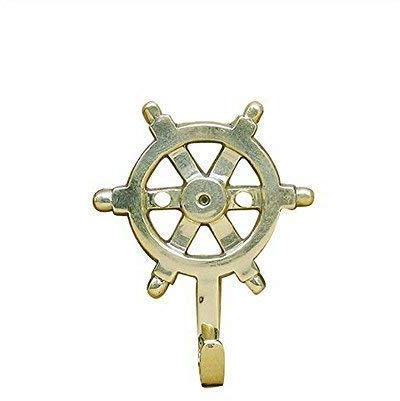 linoows Wandhaken, Haken, Maritimer Garderobenhaken Steuerrad Klein, Messing poliert