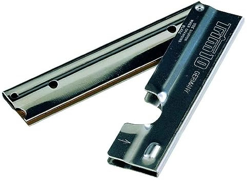 Unger Trim 10+1 - Rasqueta de cristal con soporte de acero inoxidable (4) En práctica caja de plástico, con 10 cuchillas)