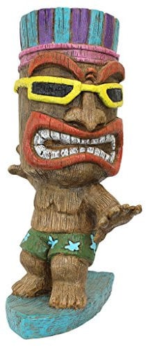 Design Toscano Kahuna Tiki Surfer Dude, Figur, Kunstharz, Mehrfarbig, 20.5 x 19 x 34.5 cm