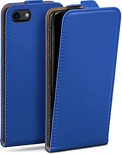 moex Flip Case für iPhone 7 / iPhone 8 Hülle klappbar mit 360 Grad Schutz, Handyhülle mit Displayschutz, PU Leder Handytasche Lederhülle, Flip Case Cover Klapphülle, Dunkelblau