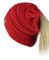 C.C Pferdeschwanz Strickmütze/Beanie mit Zopfmuster, Rot