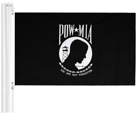 WINBEE Bestickt POW MIA Flagge 3 x 5 ft mit Langlebig Nylon, doppelt genäht Streifen und Tüllen Messing, UV-geschützt, Best 3 von 5 US Flag of War